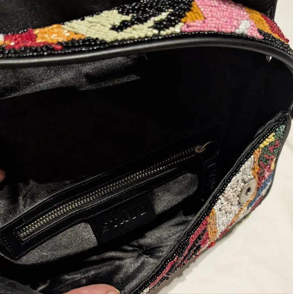 STAUD Tommy Beaded Bag in Coral Patchwork - Picture 12 of 13